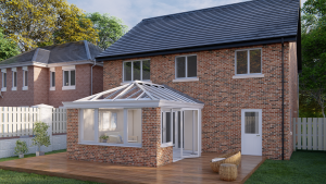 One wall glass roof extension