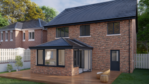 one wall tiled roof extension
